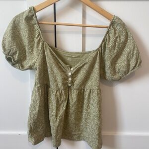 American Eagle Puff Sleeve Babydoll Top